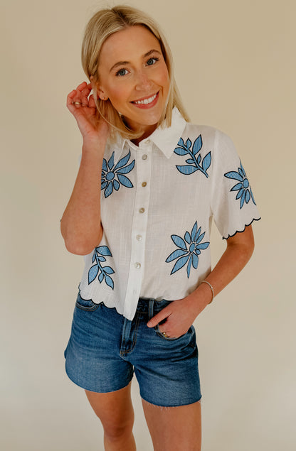 BEST DAY EMBROIDERED TOP