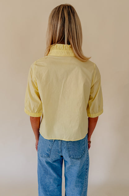 THE NICOLE POPLIN BLEND CROPPED BLOUSE