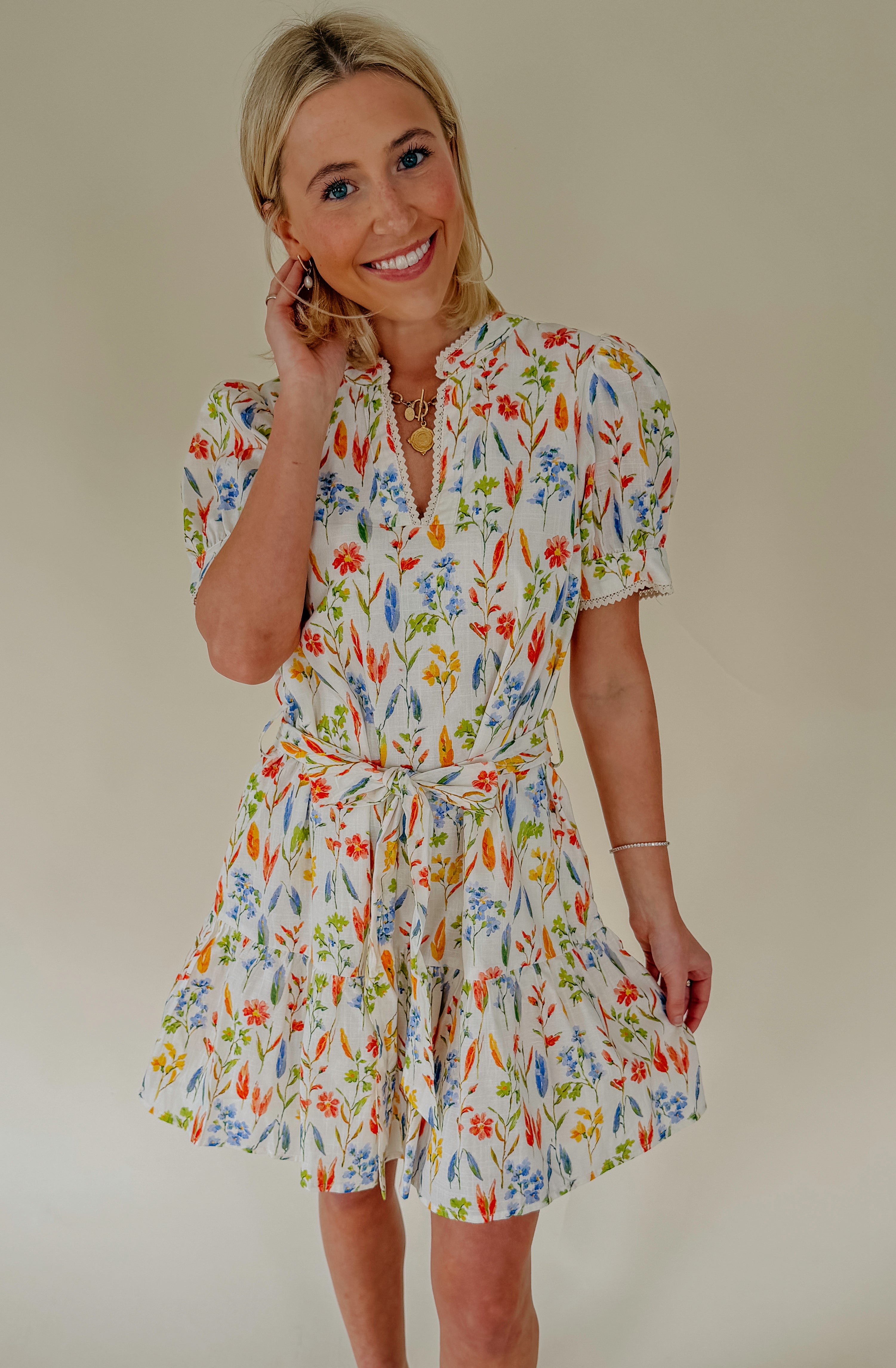 COLOR POP FLORAL MINI DRESS