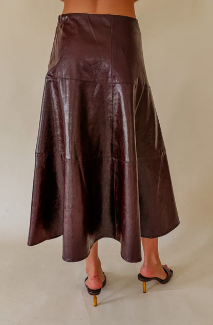 LUCY PARIS VI FAUX LEATHER MIDI SKIRT