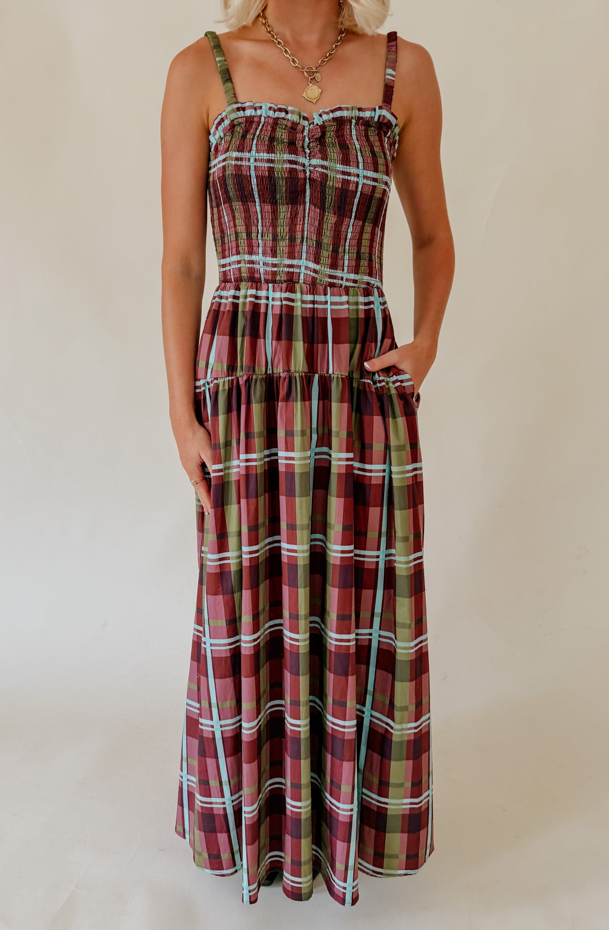 PLAID ABOUT YOU MIDI DRESS