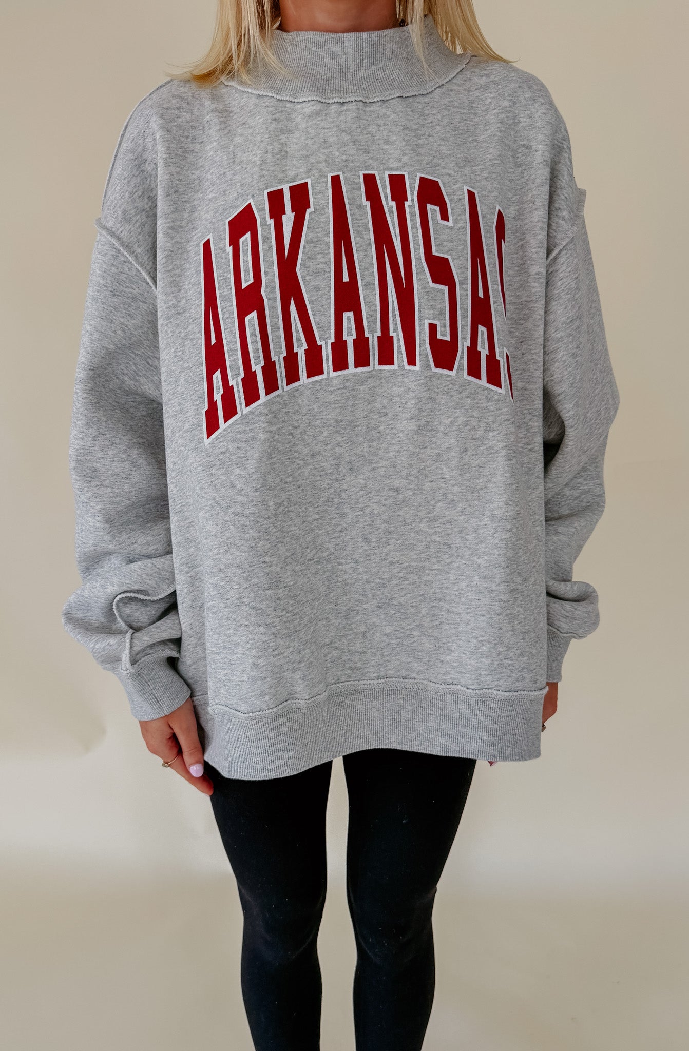 RAZORBACKS DOUBLE SIDED MOCK NECK SWEATSHIRT