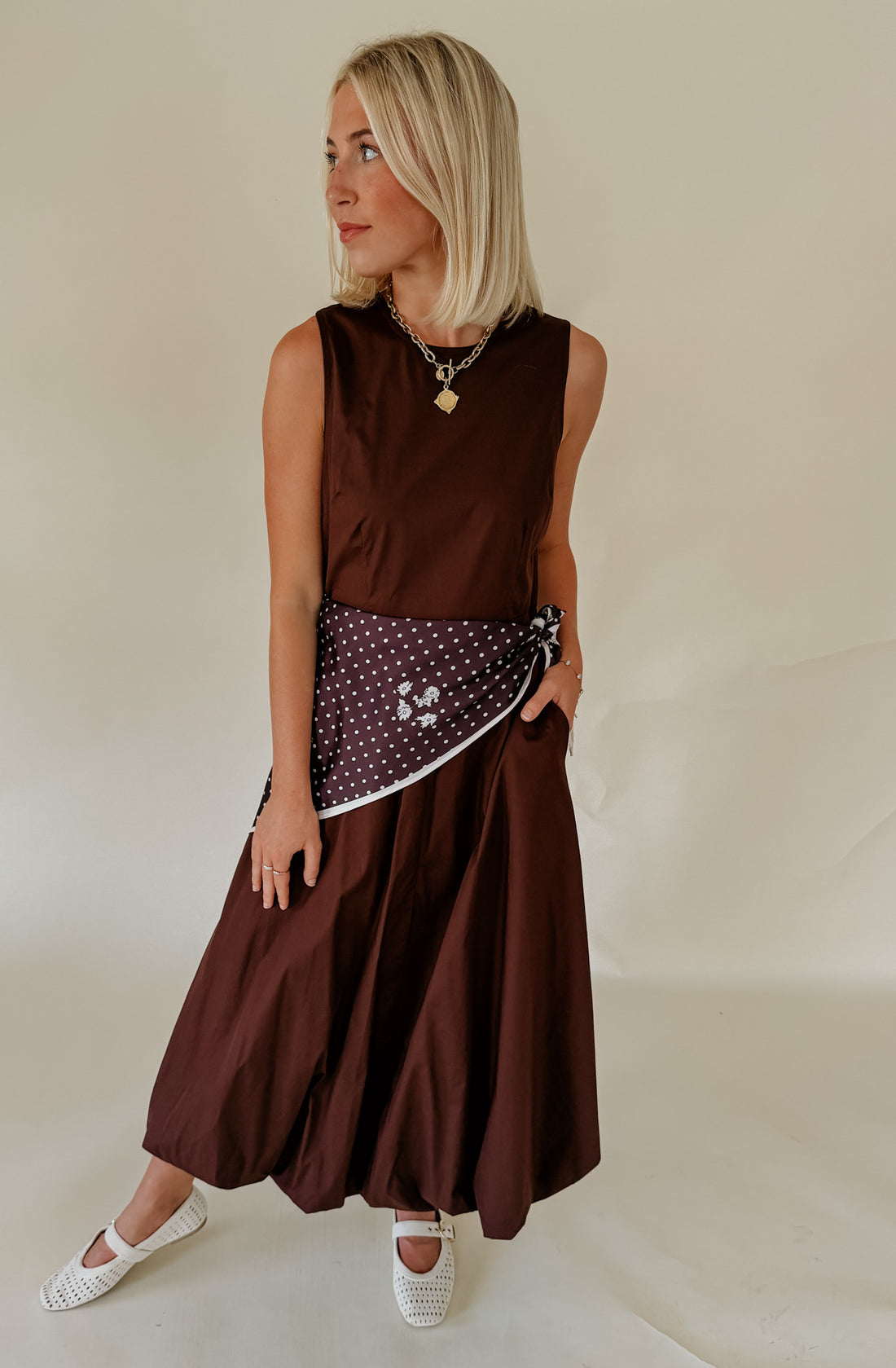 DOUBLED UP BANDANA MIDI DRESS