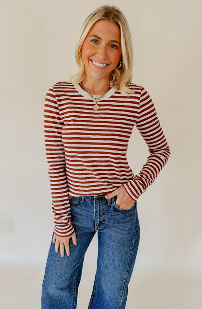 Z SUPPLY JUNIE LONG SLEEVE STRIPE SLUB TEE
