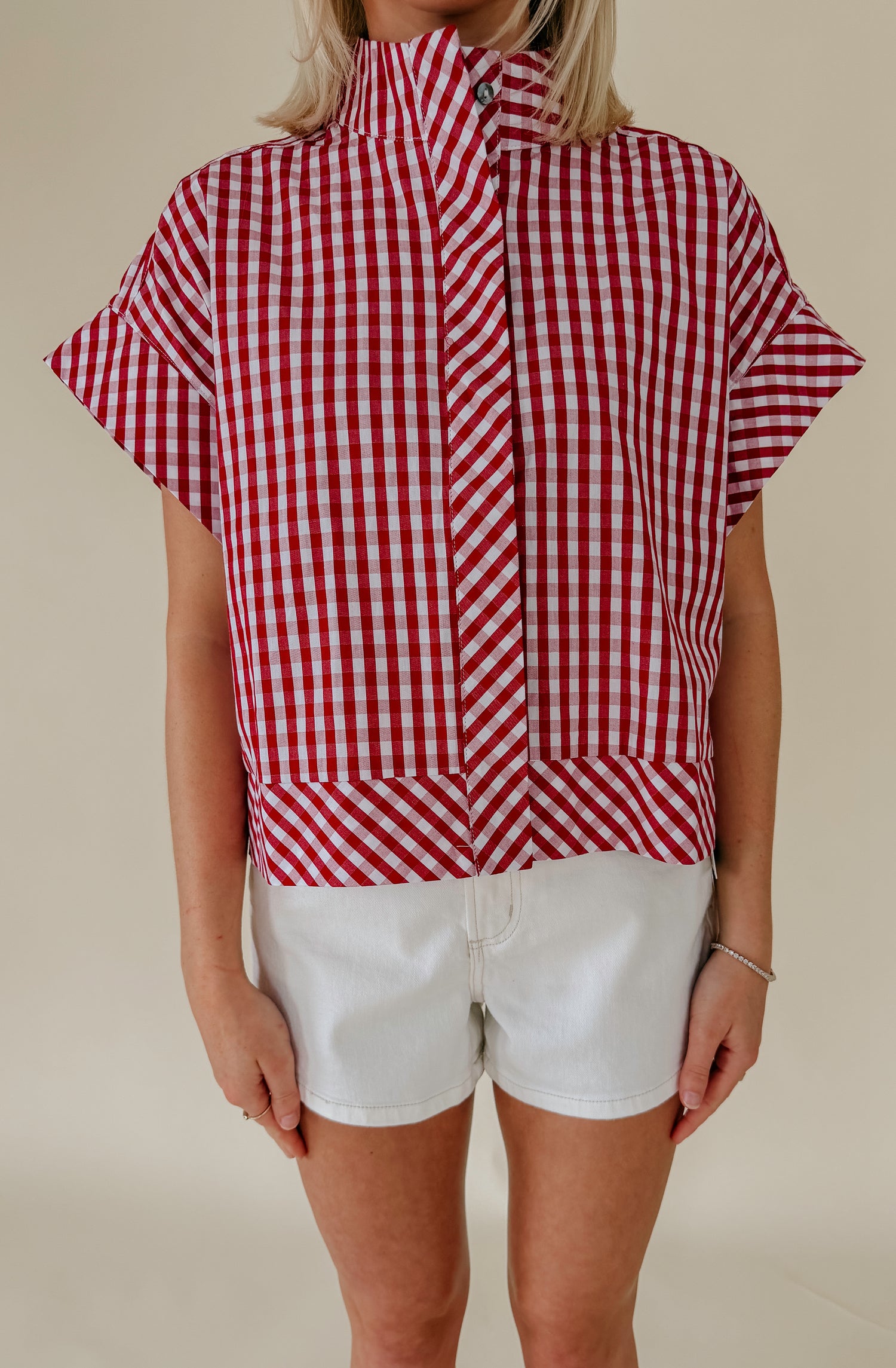 CHECK MATE CROPPED BLOUSE