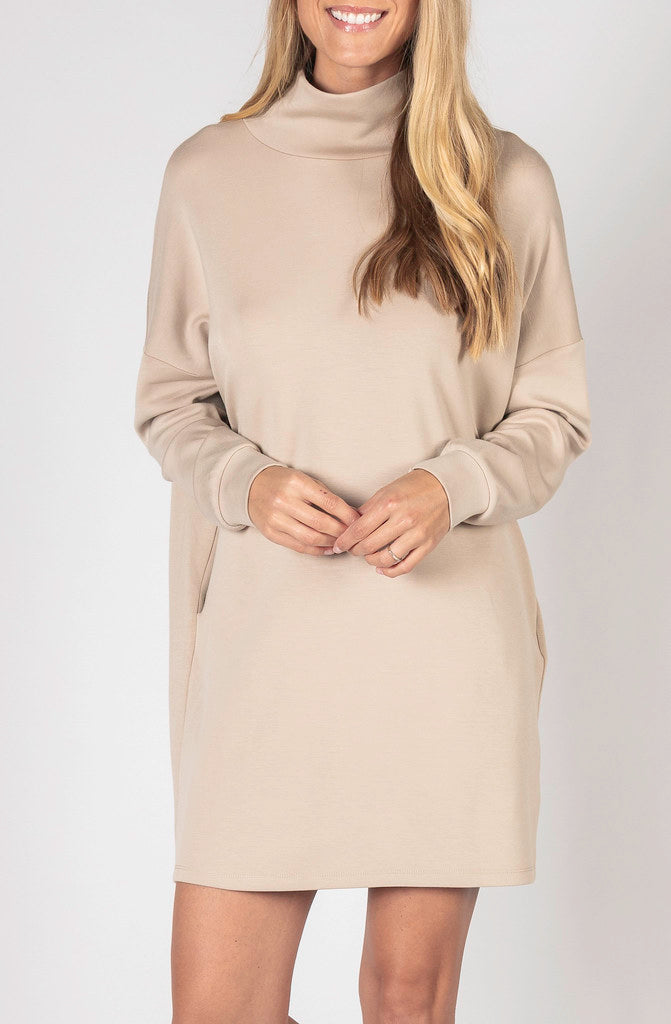 THE MONICA COWL NECK DRESS WITH POCKETS