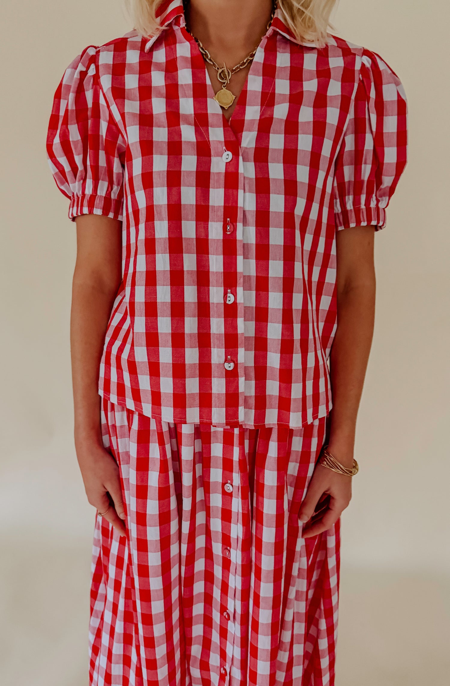 THE PLAID HABIT BUTTONED BLOUSE