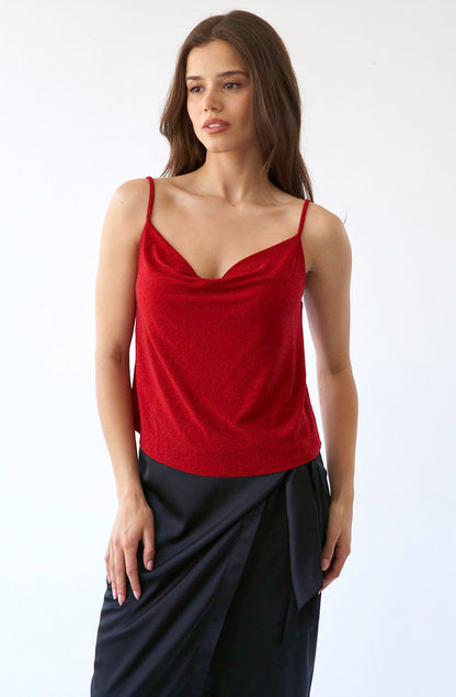 THE STELLA SHIMMER COWL NECK CAMI