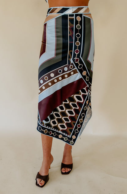 ABSTRACT GEOMETRIC HALTER SKIRT SET