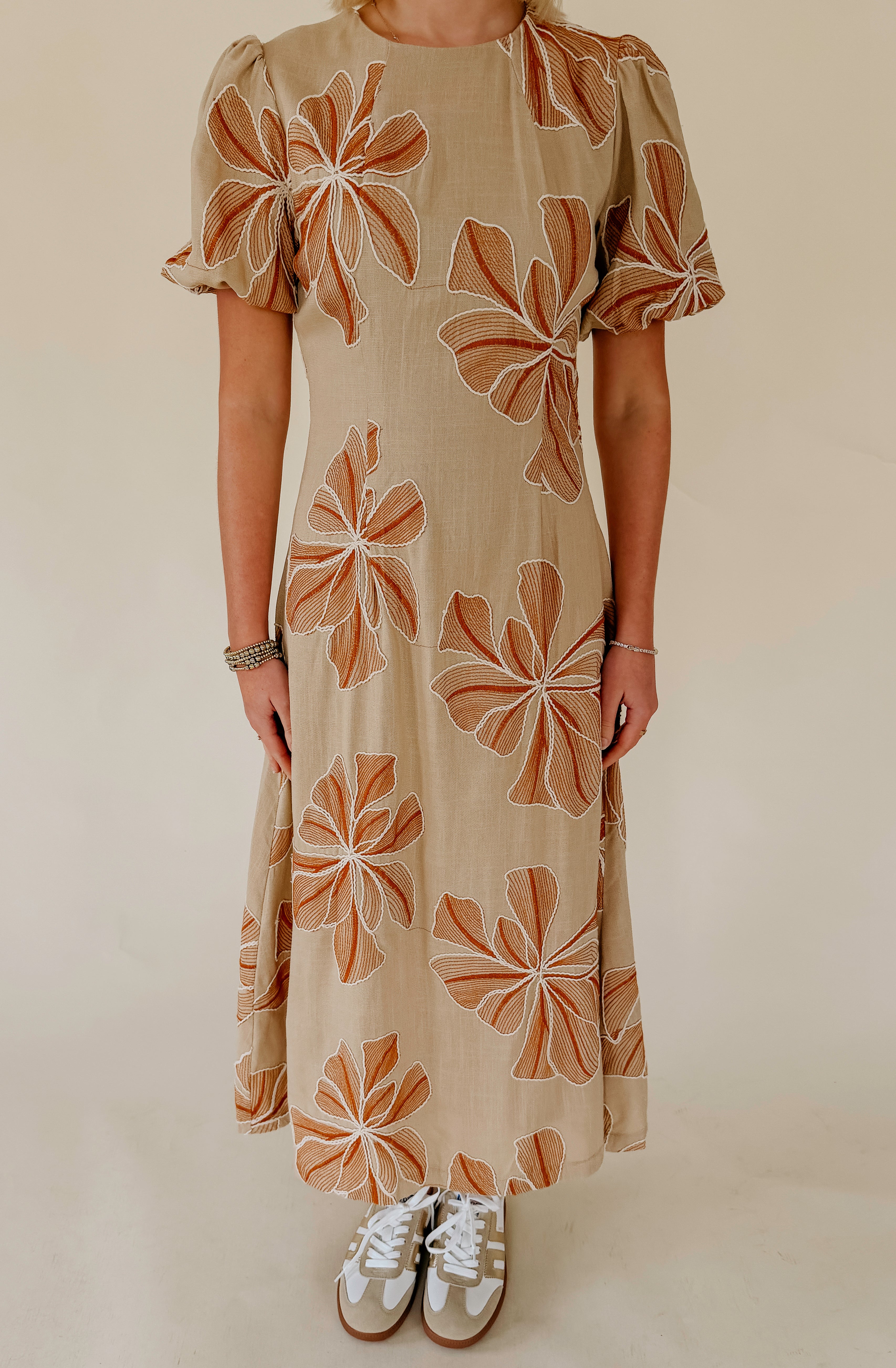 THE KENZI EMBROIDERED MIDI DRESS