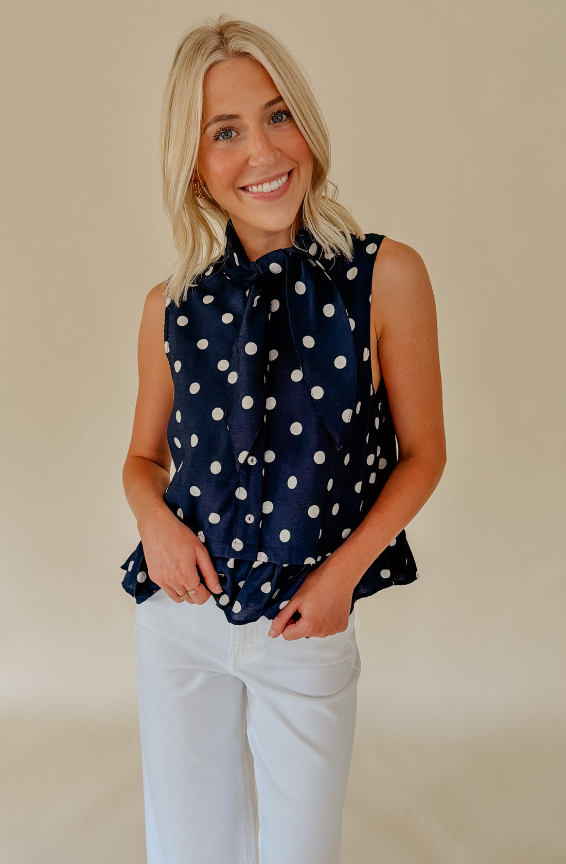 DOT YOUR AVERAGE TIE BLOUSE