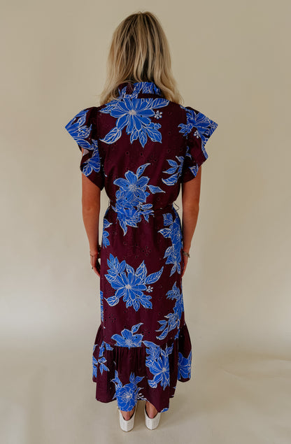 WINE &amp; BLOOM MIDI DRESS