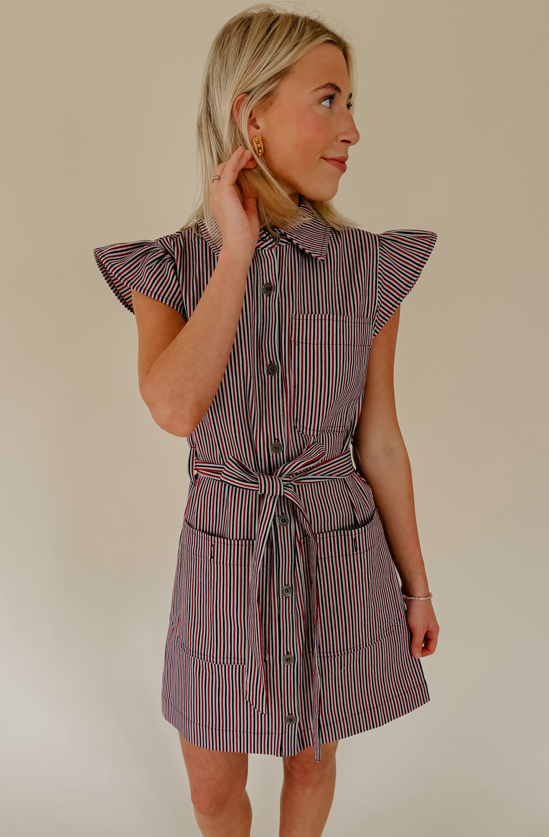 LINED UP STRUCTURED MINI DRESS