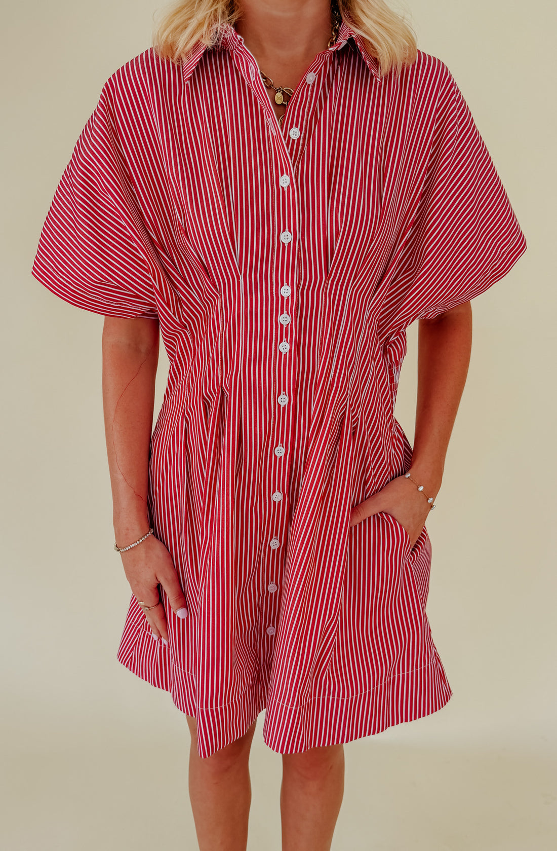 PLAY IT BY EAR BUTTONED MINI DRESS
