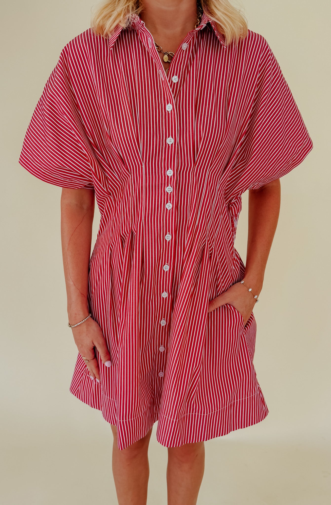 PLAY IT BY EAR BUTTONED MINI DRESS