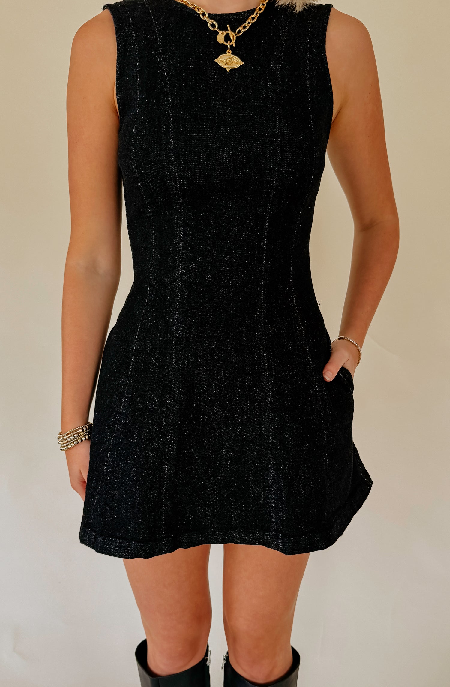 BACK IN BLACK DENIM DRESS