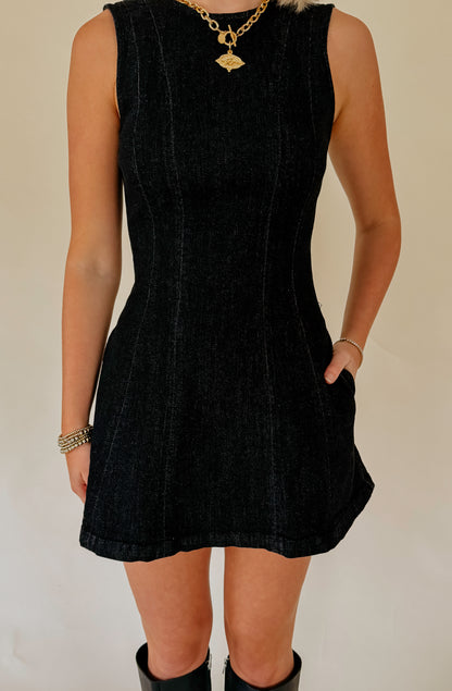 BACK IN BLACK DENIM DRESS
