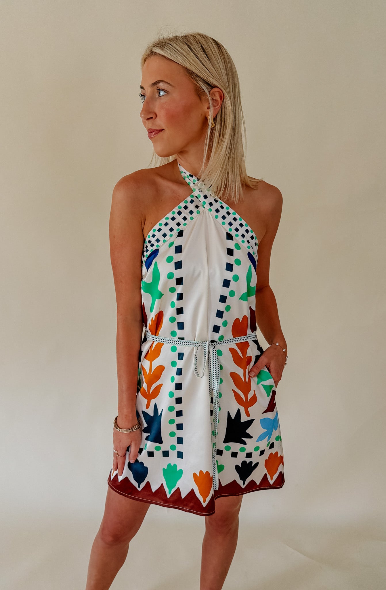 CIEBON LILA HALTER MINI DRESS