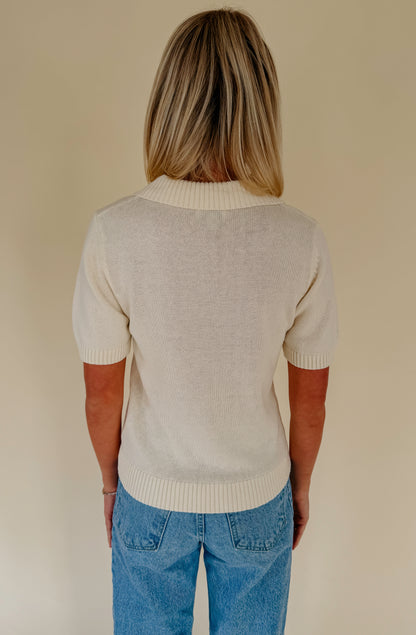 SET SAIL EMBROIDERED POLO SWEATER