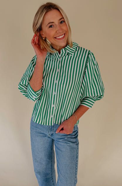 LUCKY STRIPES BUTTONED BLOUSE