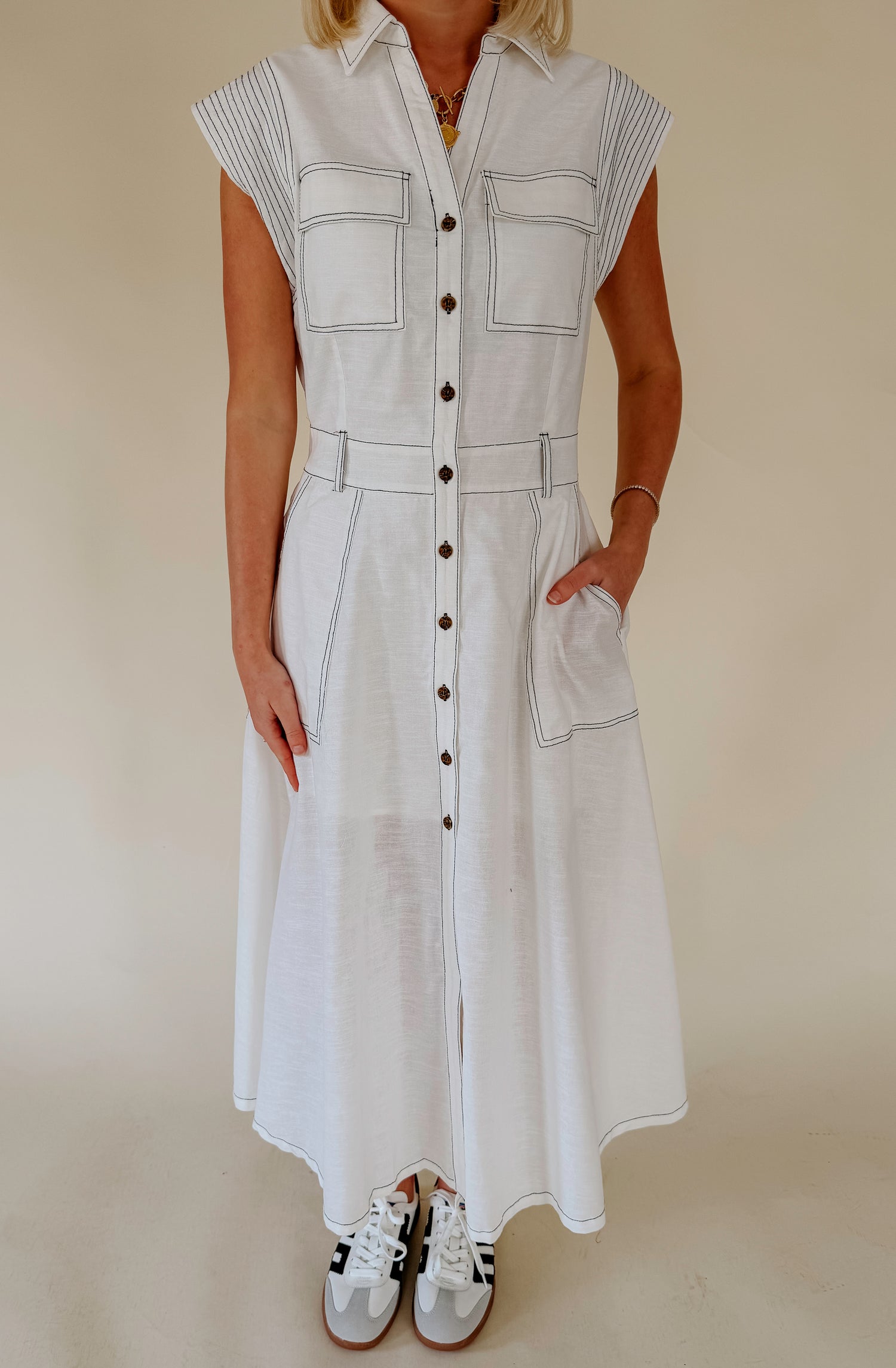 STITCHED TO PERFECTION MIDI DRESS
