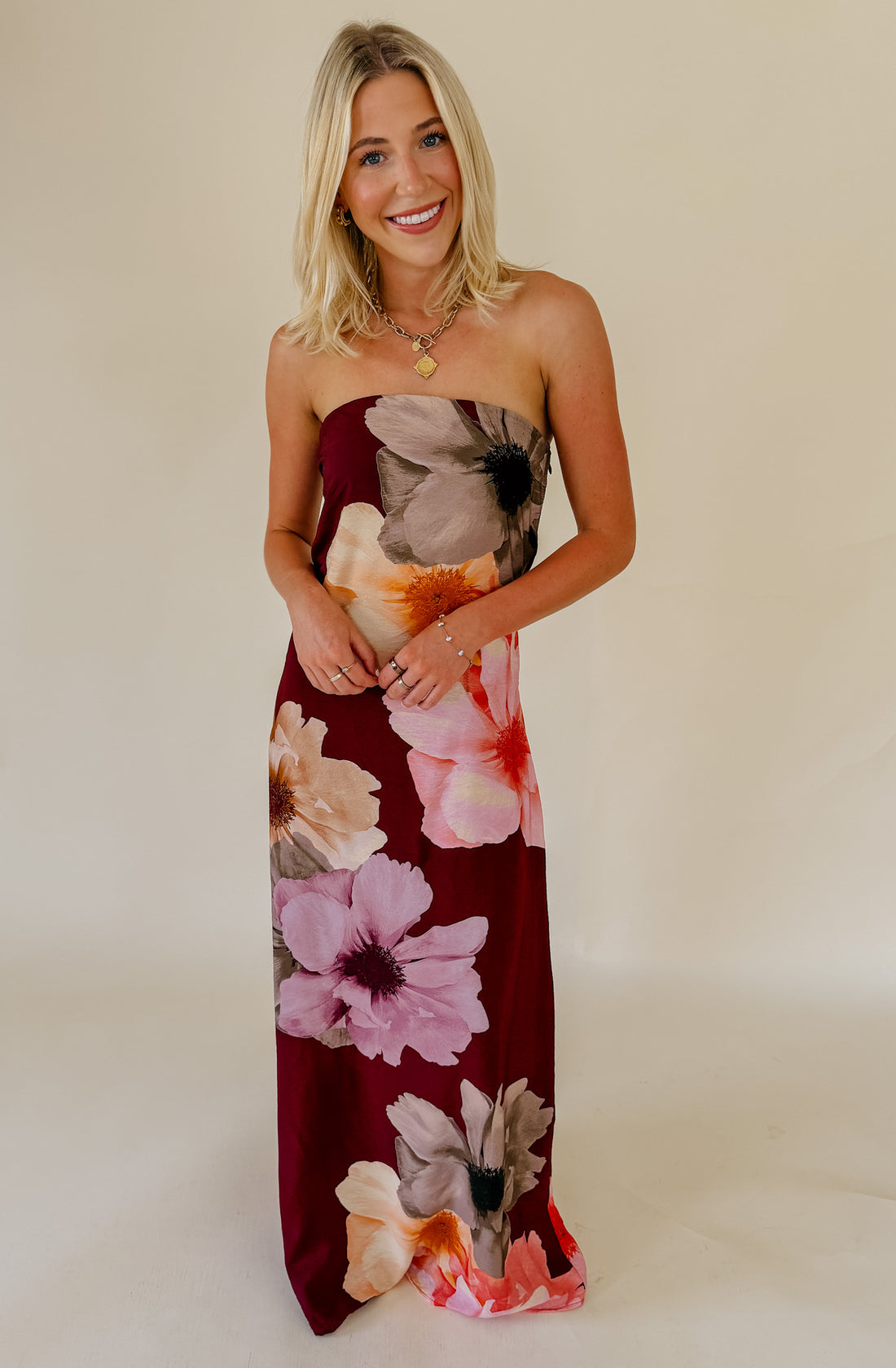 WINE &amp; DINE STRAPLESS DRESS