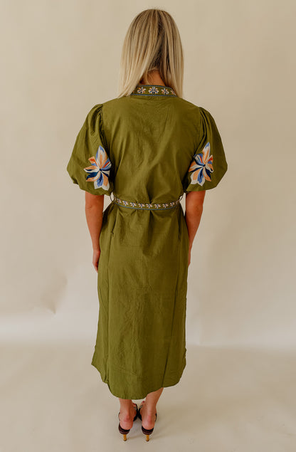 DRAGONFLY PRINTED MIDI DRESS