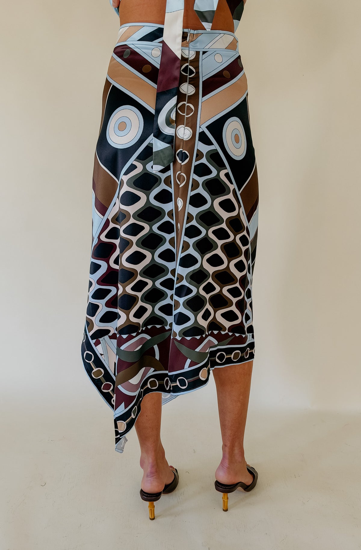 ABSTRACT GEOMETRIC HALTER SKIRT SET