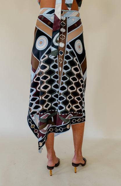 ABSTRACT GEOMETRIC HALTER SKIRT SET
