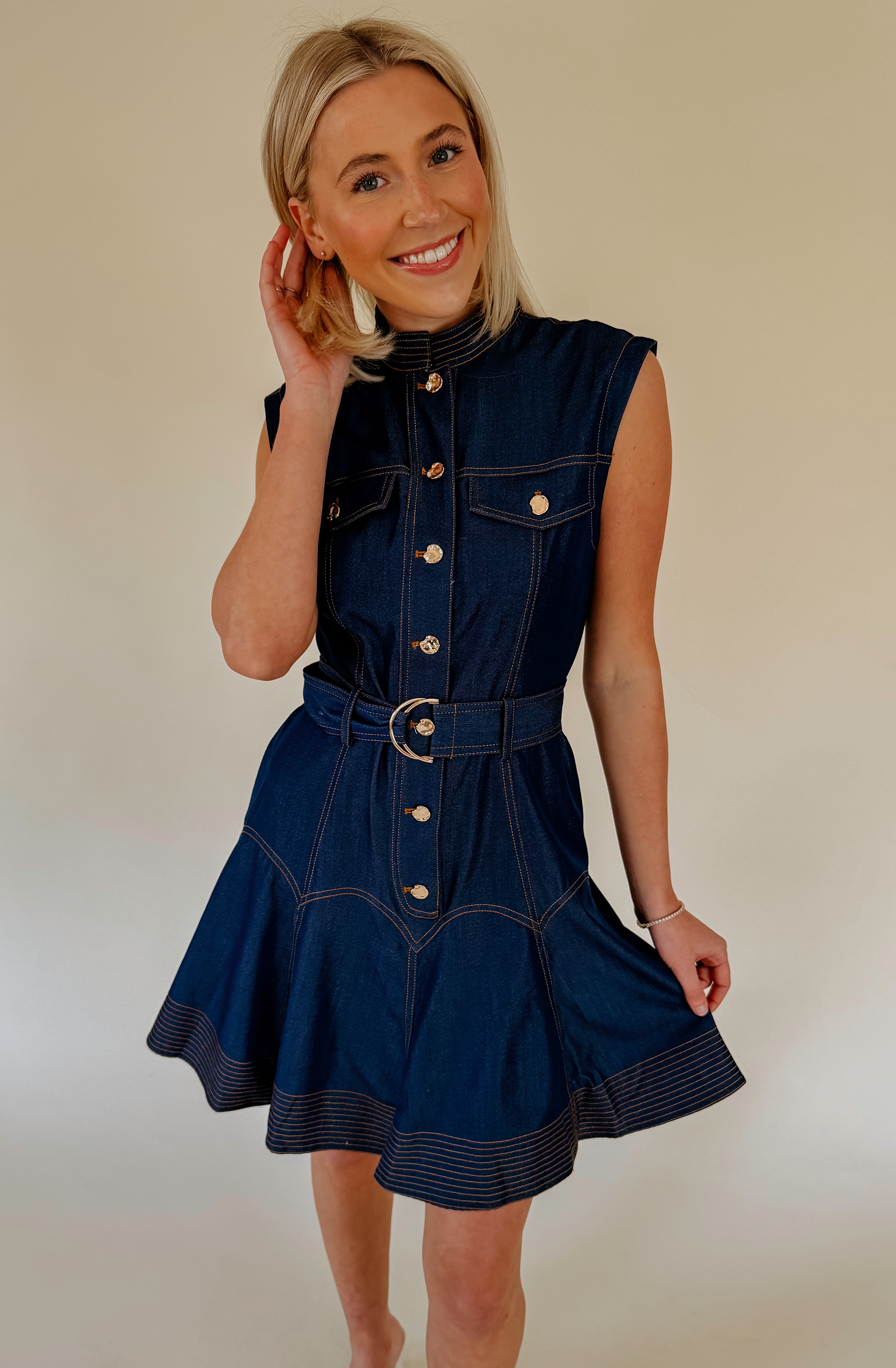 CIEBON BELTED MINI DRESS
