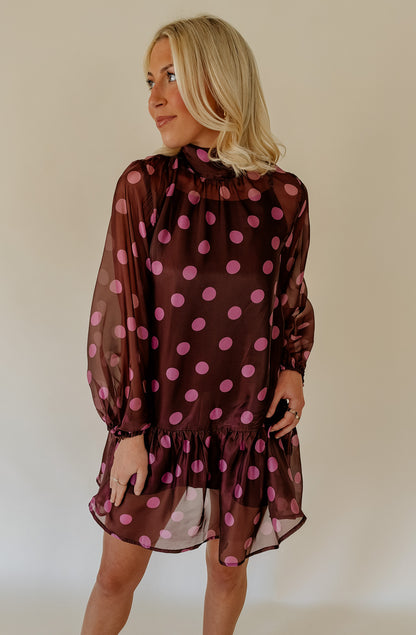 SPOTTED SHEER OVERLAY DRESS