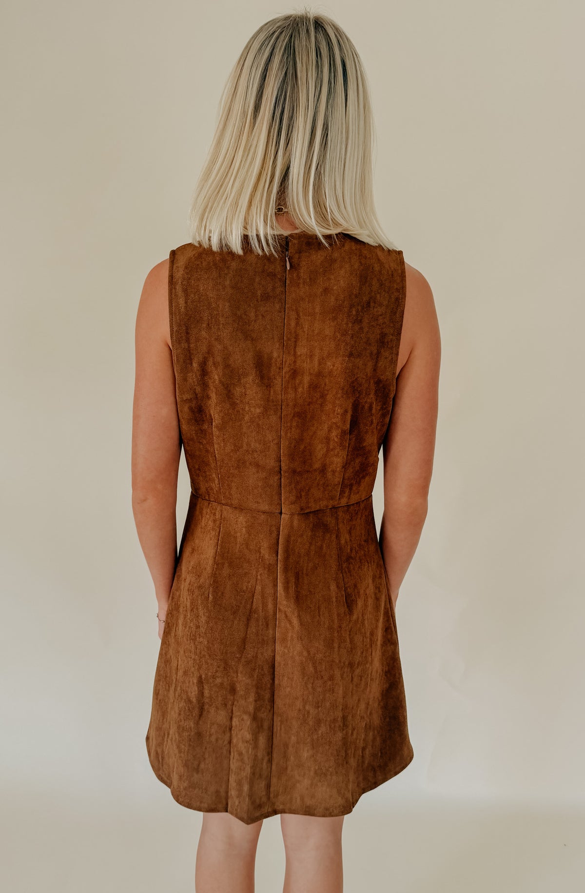 PER-SUEDED MINI DRESS