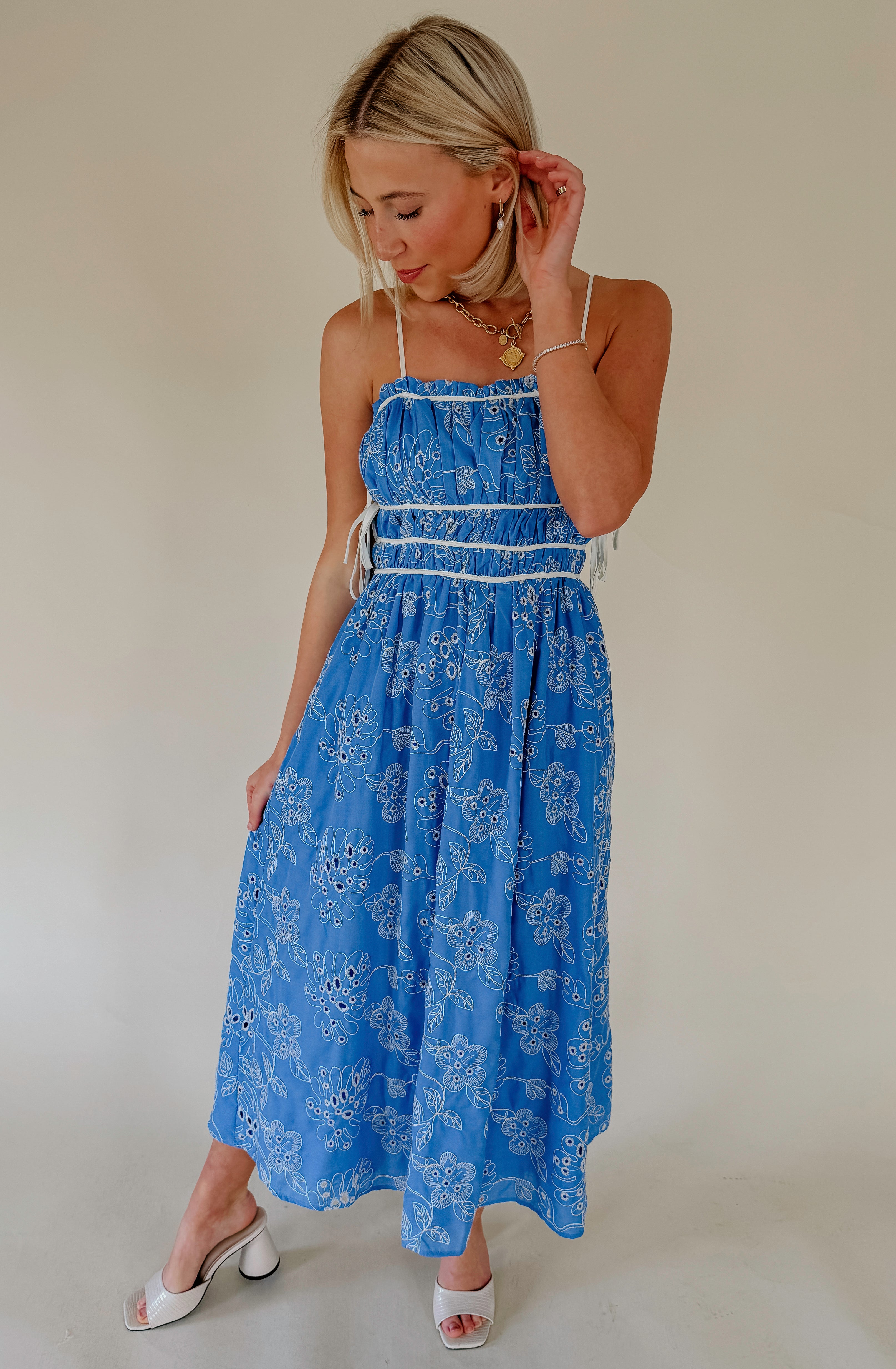 OCEAN EYES EMBROIDERED MIDI