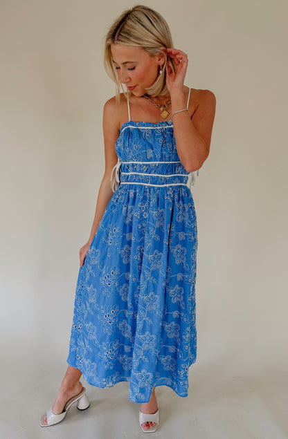 OCEAN EYES EMBROIDERED MIDI