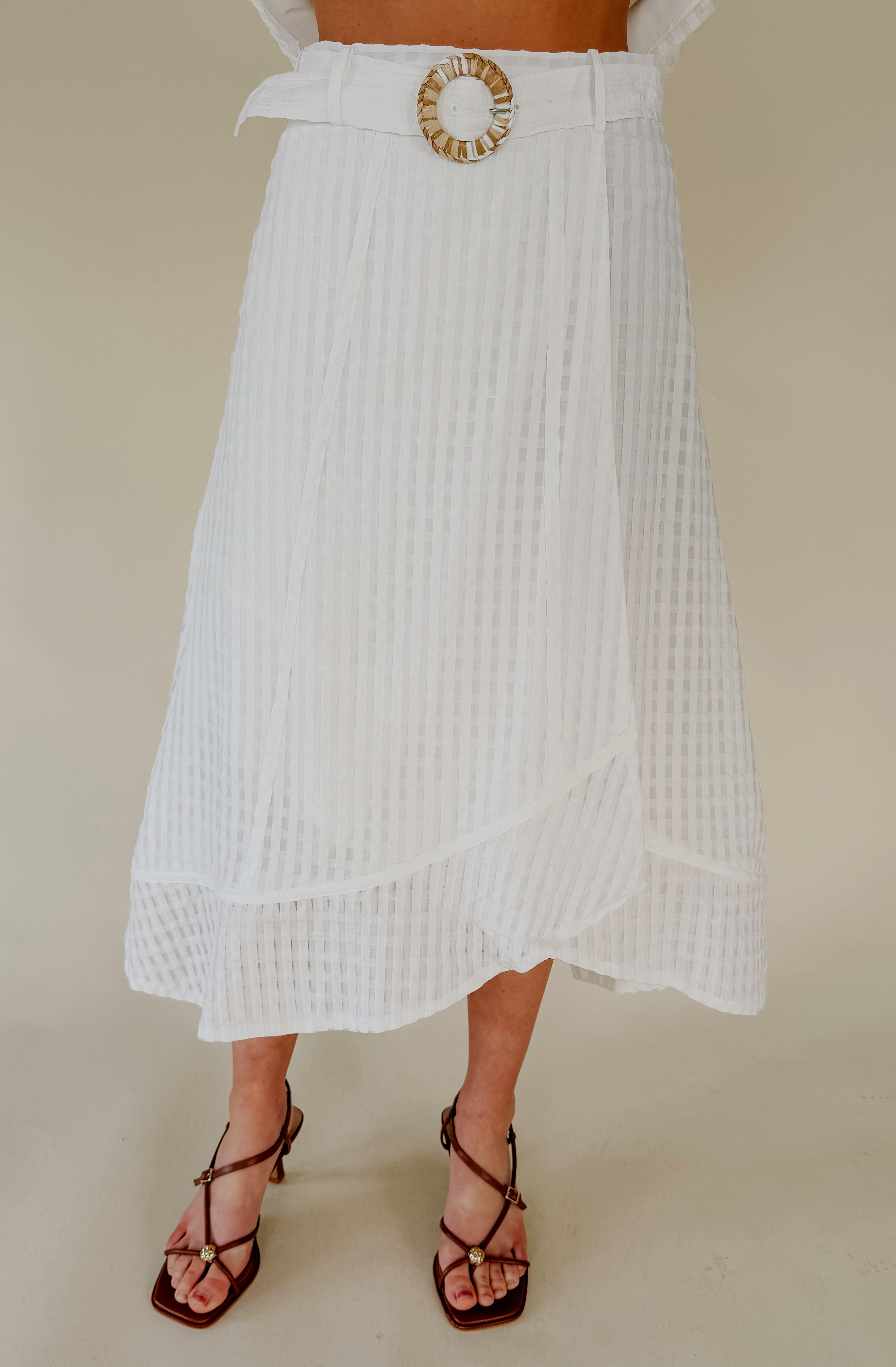 THE WHIT TEXTURED MIDI SKIRT