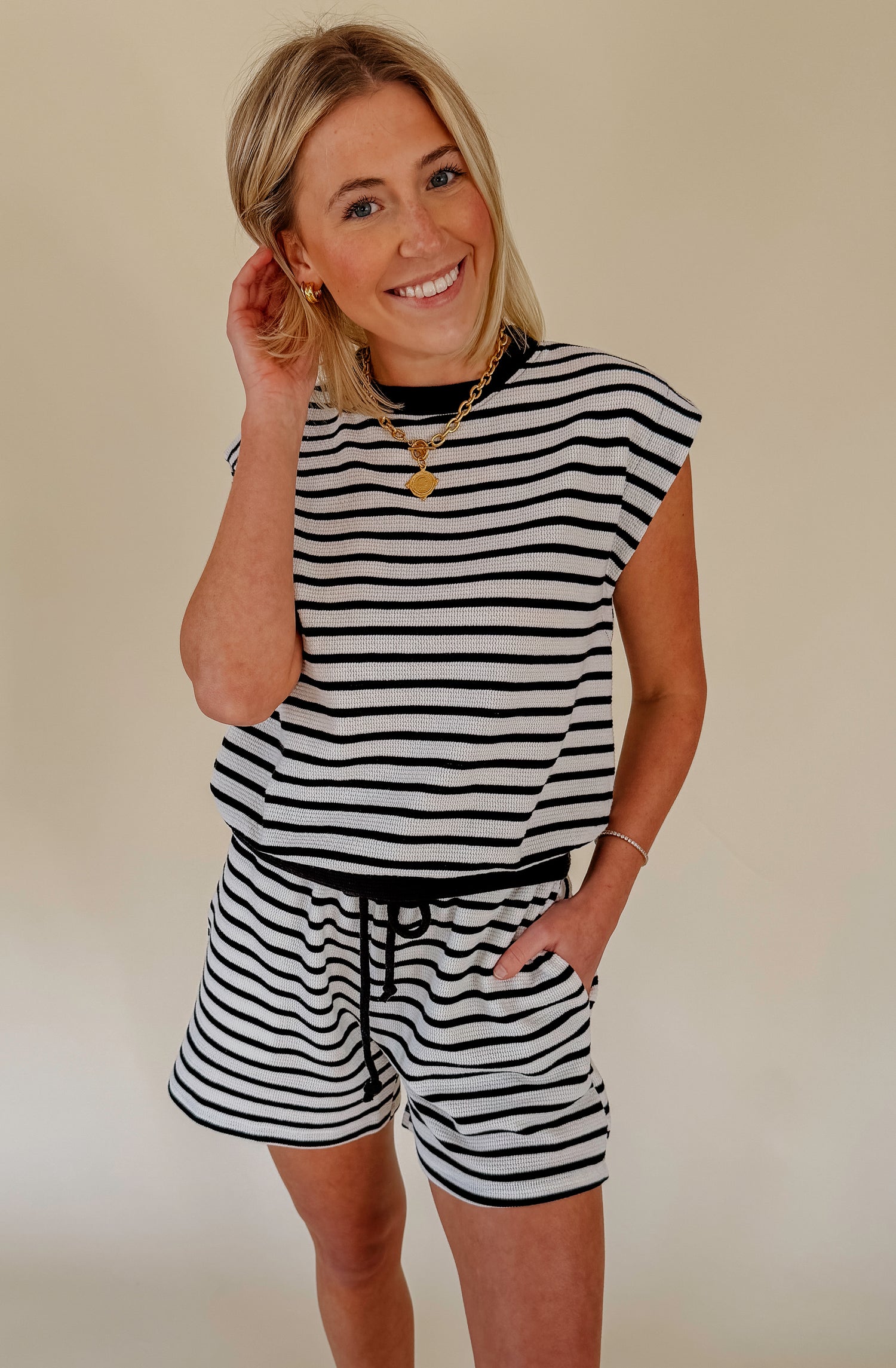 GOING WITH THE FLOW STRIPED TOP