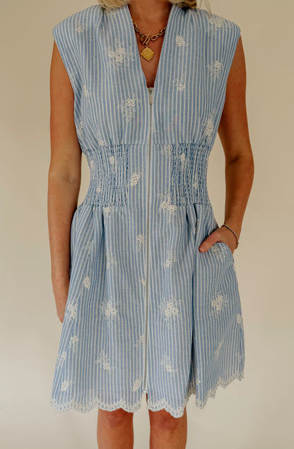 MIXED BATCH FRONT ZIP MINI DRESS