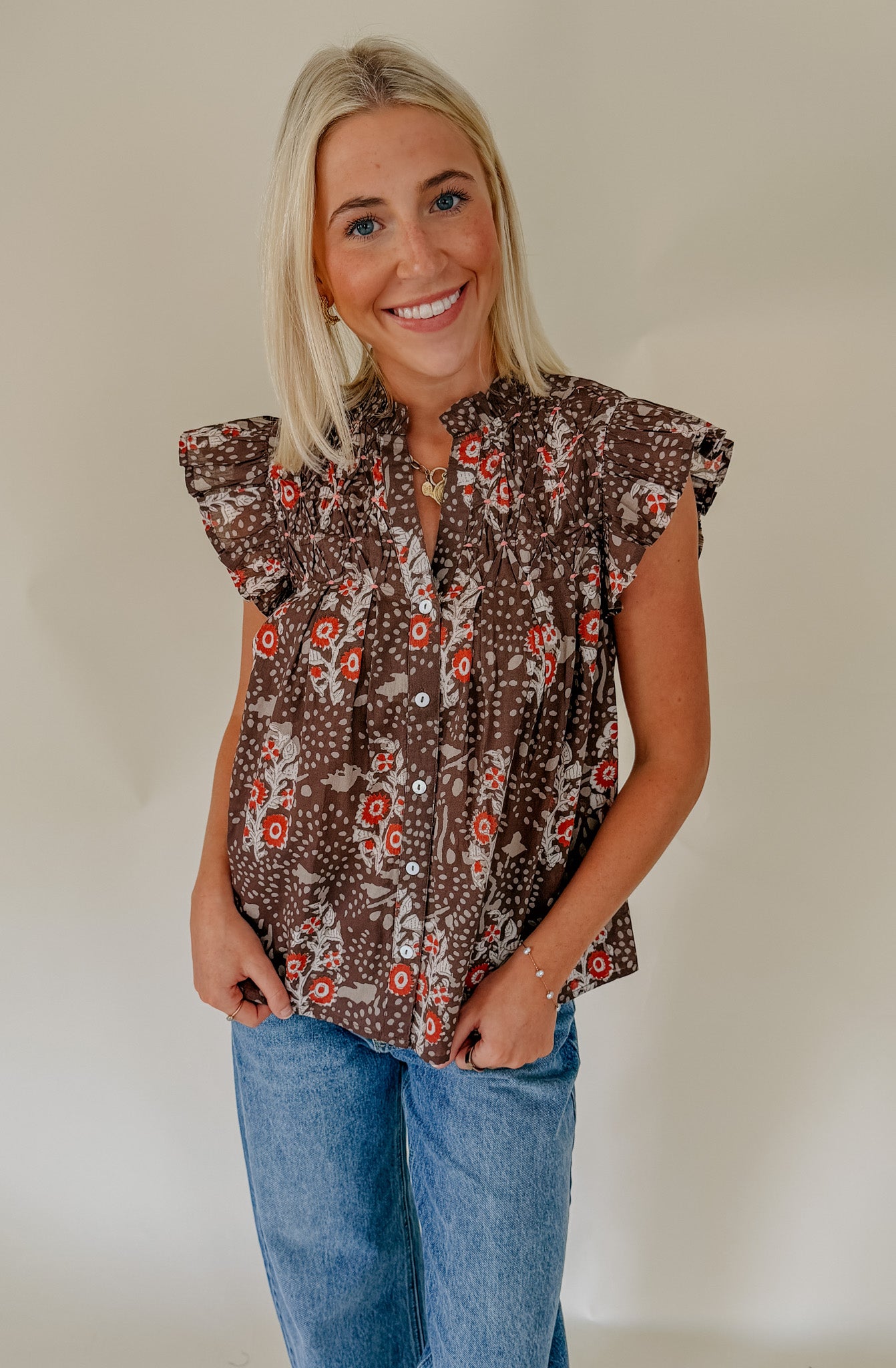 PLANS FOR FALL PRINTED BLOUSE