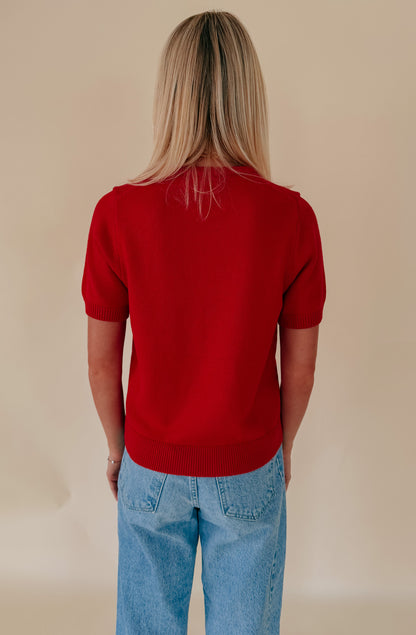 RED CREW NECK SWEATER