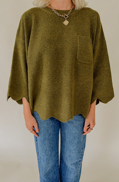 ON THE EDGE SCALLOPED SWEATER