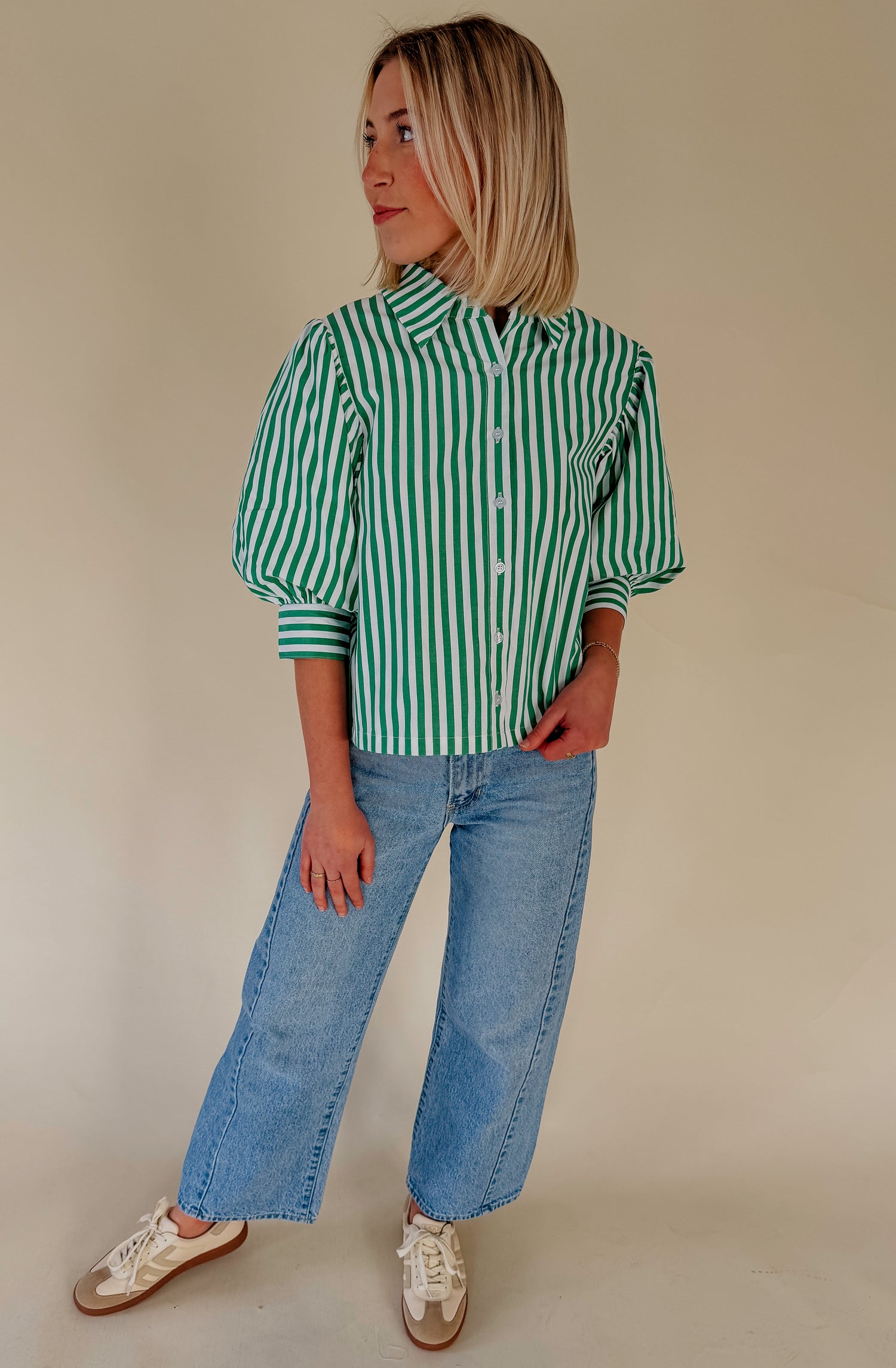 LUCKY STRIPES BUTTONED BLOUSE