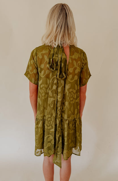 OLIVE BRANCH SHIFT MINI DRESS