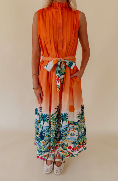 SUNSET NIGHTS BUTTONED MIDI DRESS