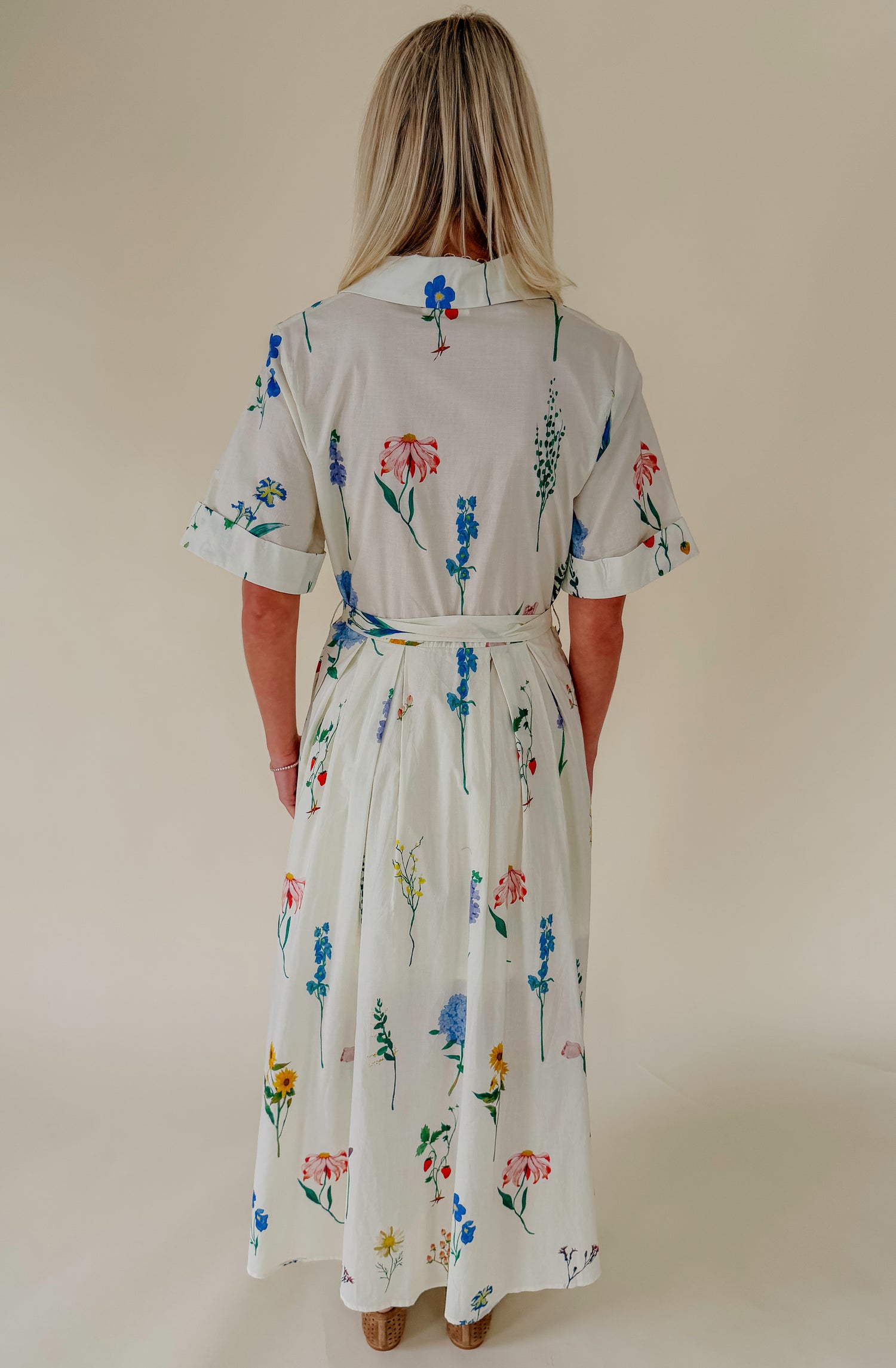 THE DANA FLORAL BELTED MIDI DRESS