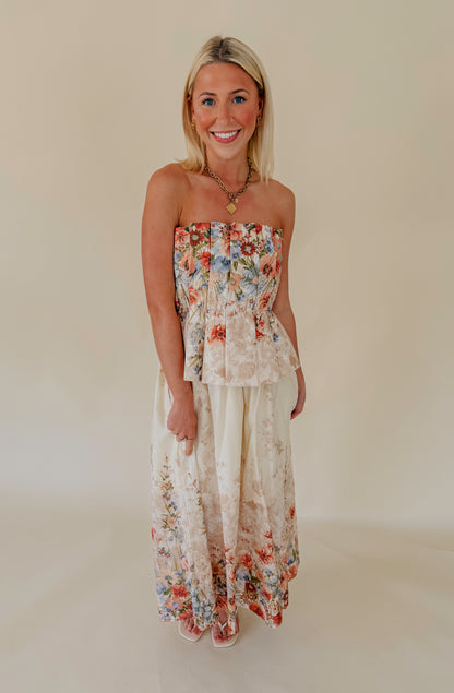 HAVING A BALL STRAPLESS MIDI DRESS