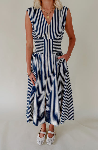 THE CHARLOTTE STRIPED MIDI DRESS