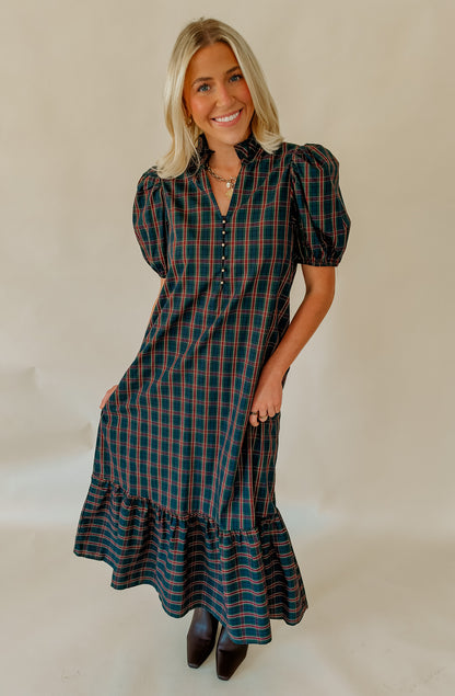 PLAID TO MEET YOU GINGHAM MIDI DRESS