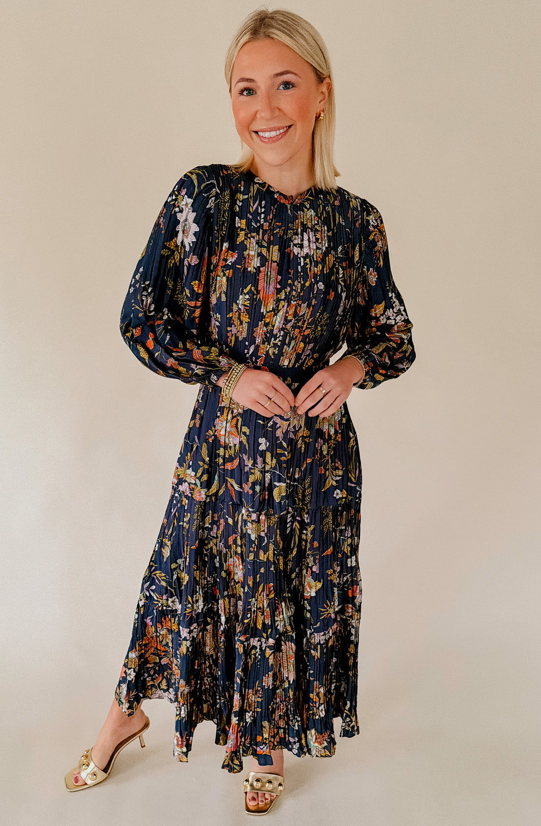 THE AMBER PLEATED MIDI DRESS