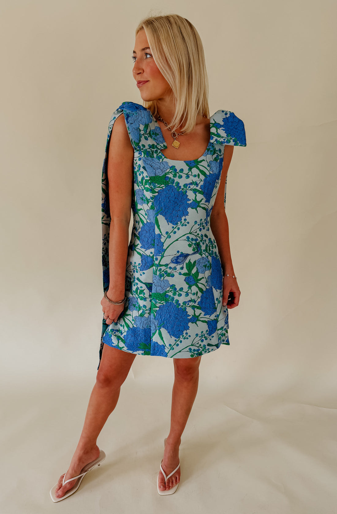 WILLOW FLORAL BOW DETAIL MINI DRESS