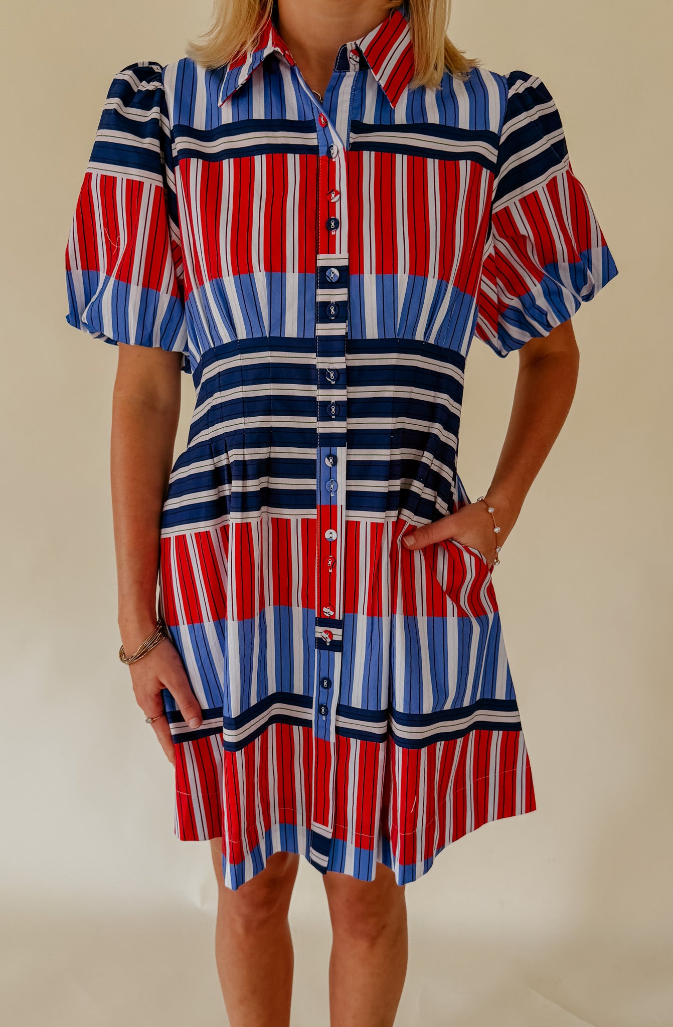 SET SAIL BUTTONED MINI DRESS